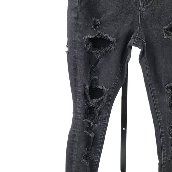 American Eagle Short Dream Jeans Black Ripped Highest Waist Jegging Distressed 6 - Picture 5 of 11